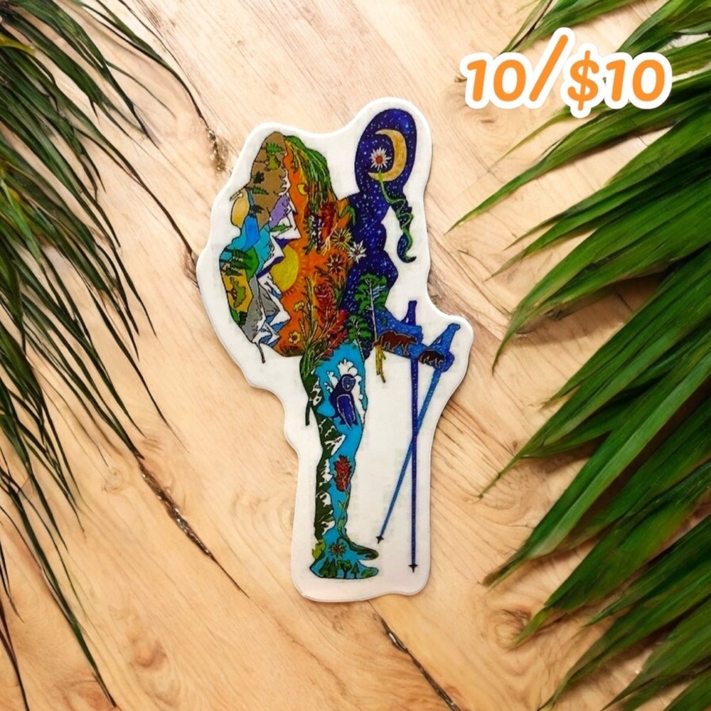 10 / $10 - Vibrant Nature Hiker Sticker - Trails / Mountains